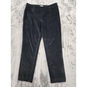 J.Jill Pants Womens 12 Black Stretch Corduroy Mid Rise Ankle Side Zip Tapered